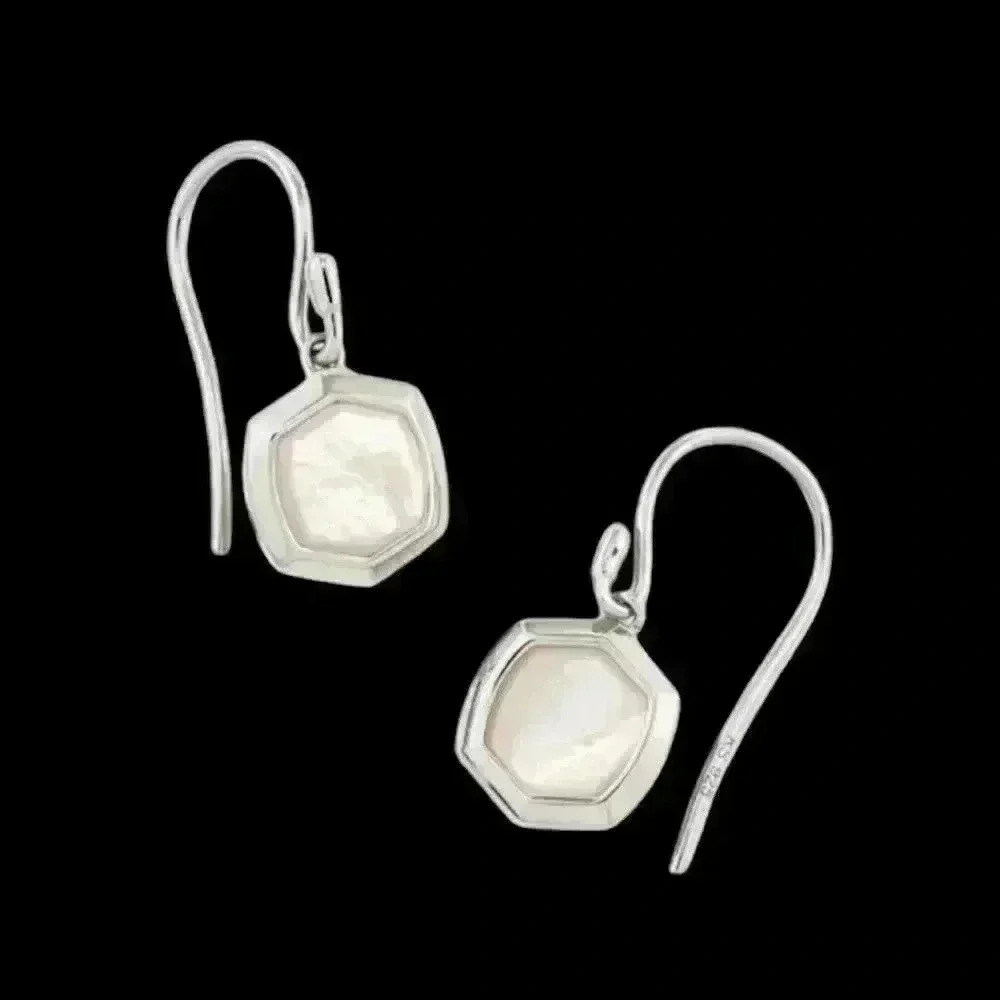 Kendra Scott Davis Small Drop Earrings Sterling Silver Ivory Mother-Of-P…
